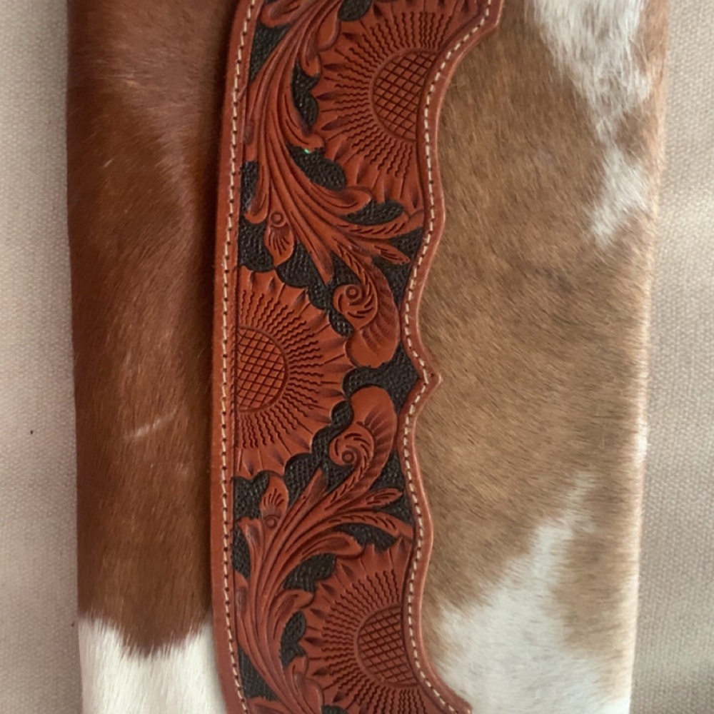 Myra Bag Brown and Tan Tooled Leather Crossbody